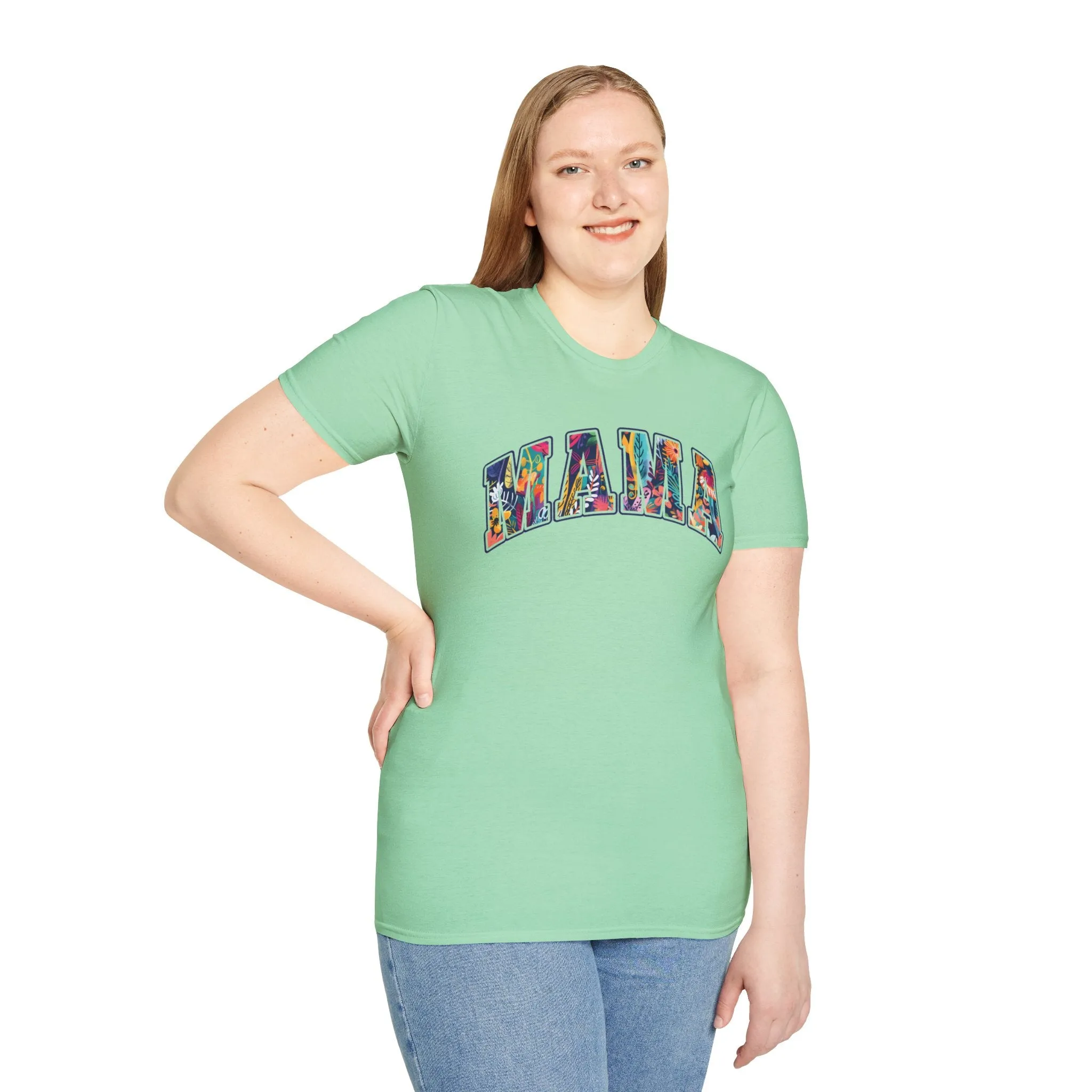 Floral "MAMA" Shirt  Bold, Bright, and Beautiful - Unisex Softstyle T-Shirt