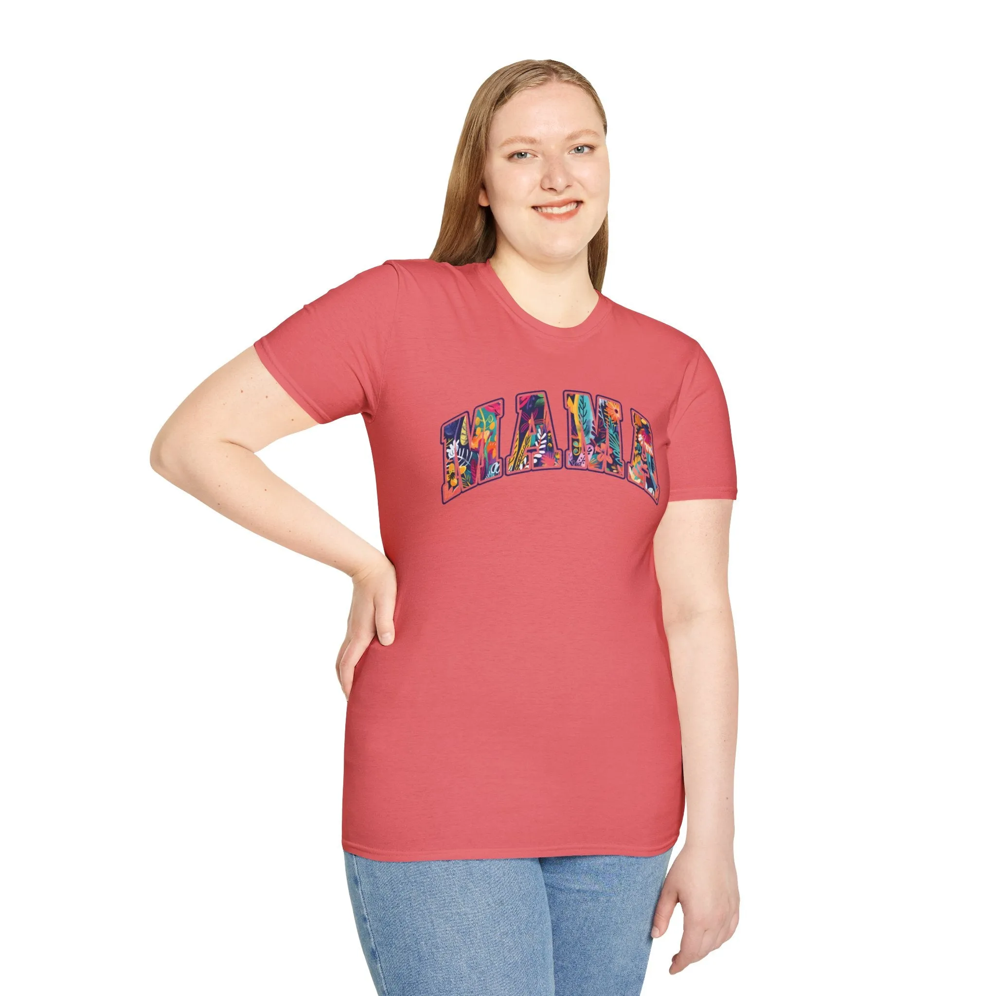Floral "MAMA" Shirt  Bold, Bright, and Beautiful - Unisex Softstyle T-Shirt