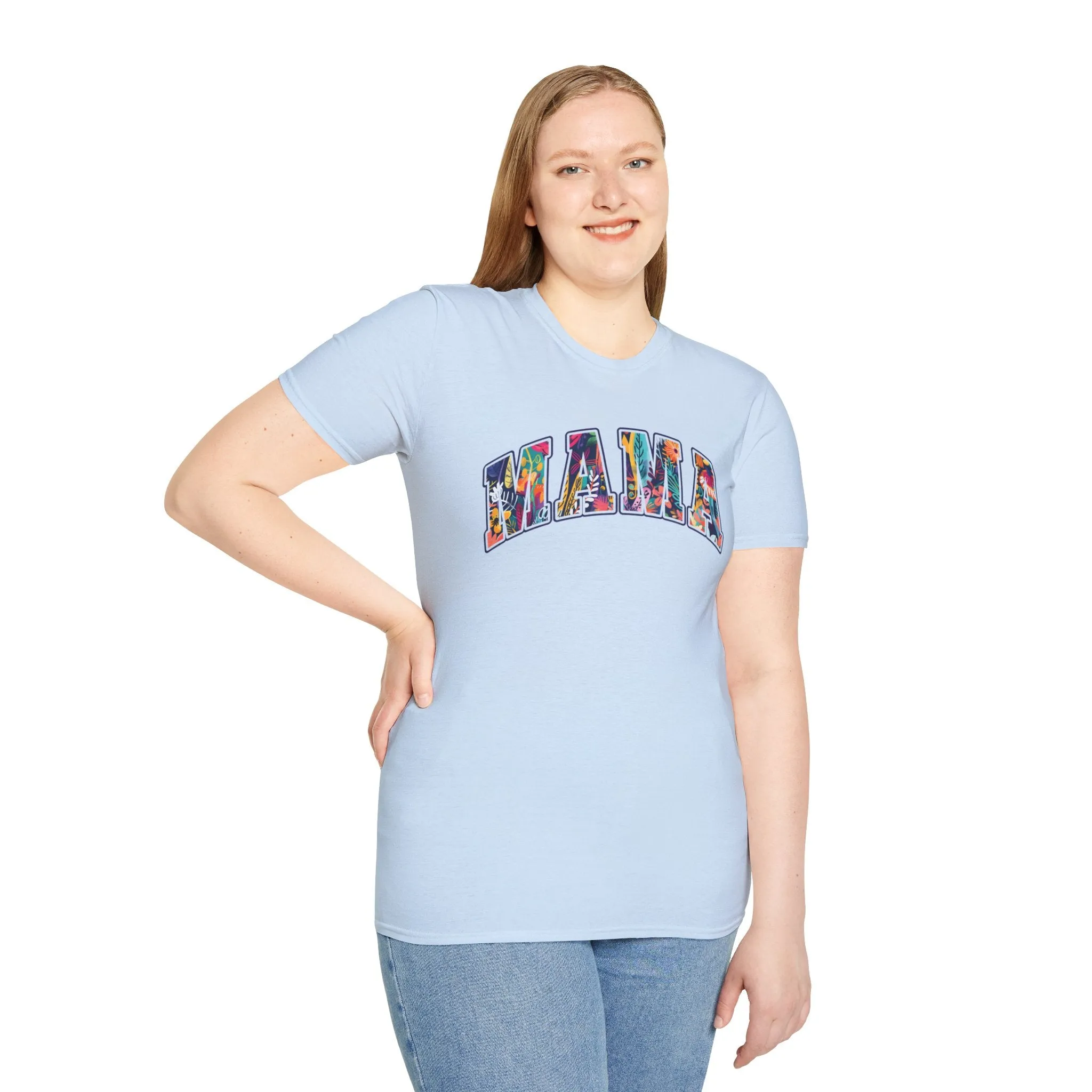 Floral "MAMA" Shirt  Bold, Bright, and Beautiful - Unisex Softstyle T-Shirt