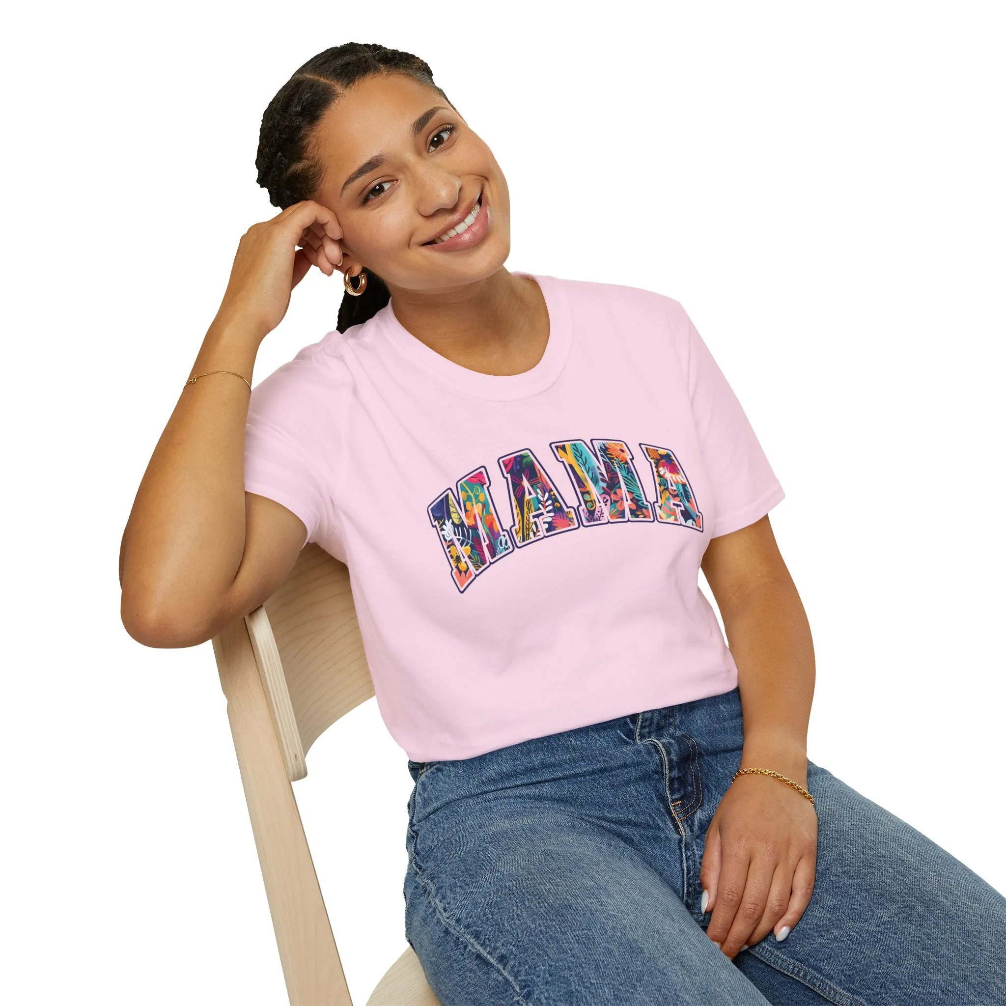Floral "MAMA" Shirt  Bold, Bright, and Beautiful - Unisex Softstyle T-Shirt