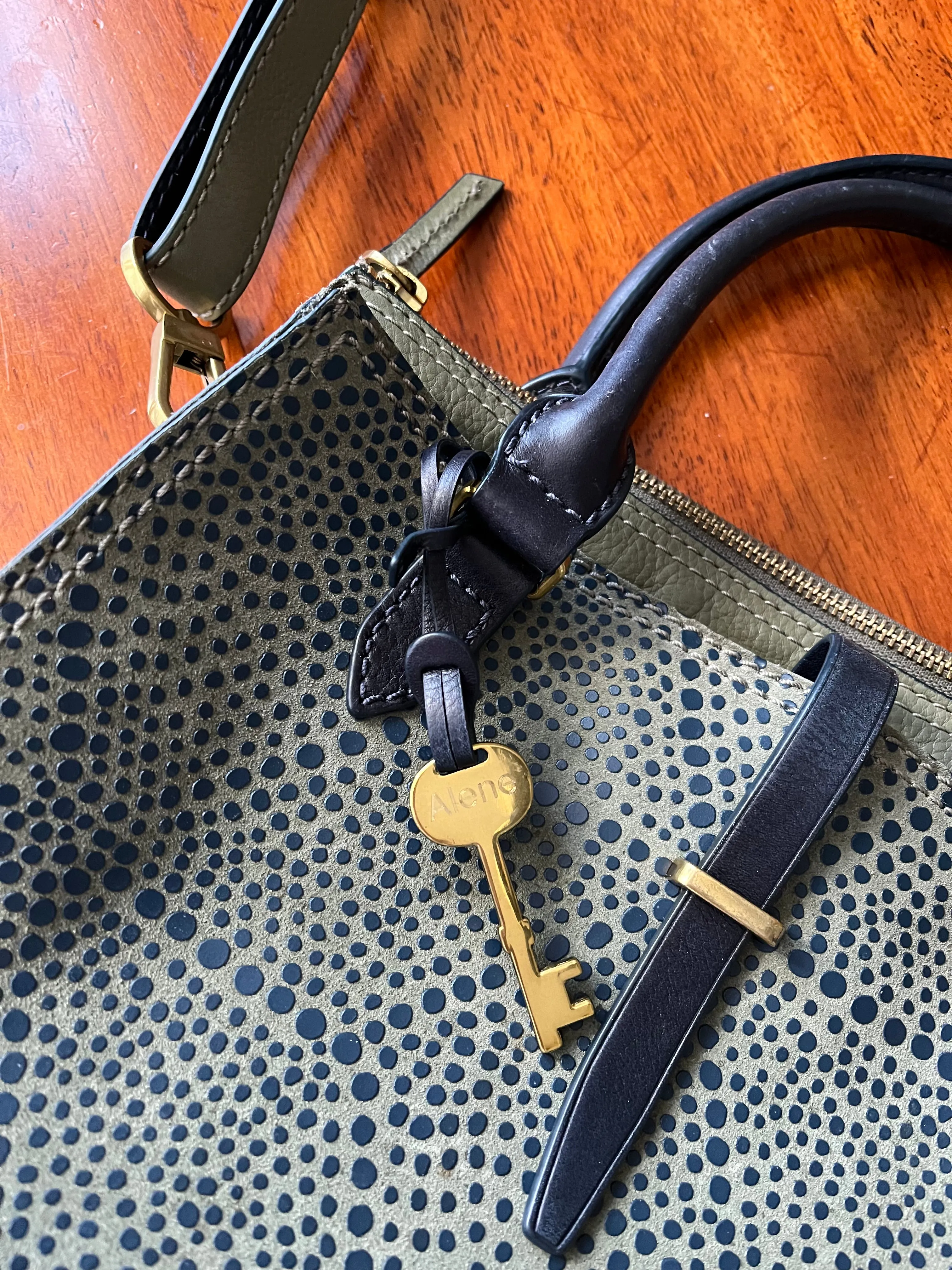 Fossil Olive Green Pebbled Leather Satchel Bag