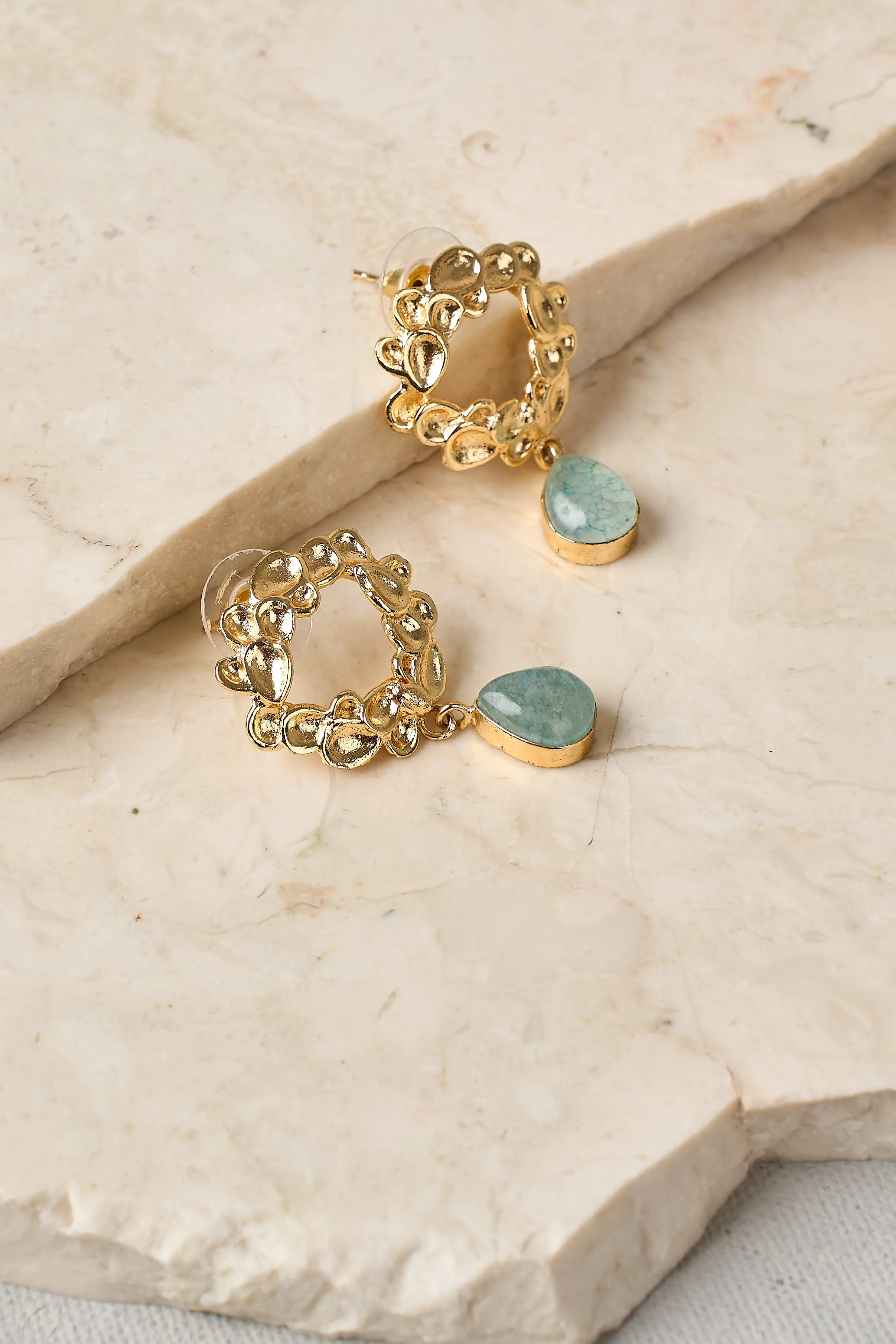 Gold Wreath Drop Earrings