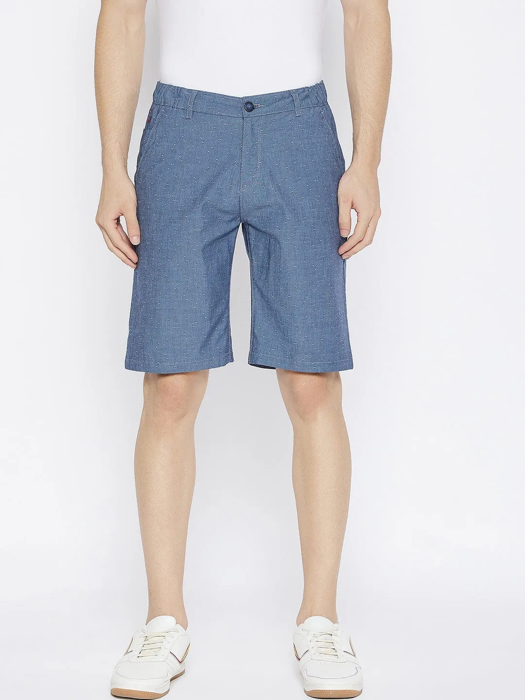 Grey Printed Slim Fit Shorts