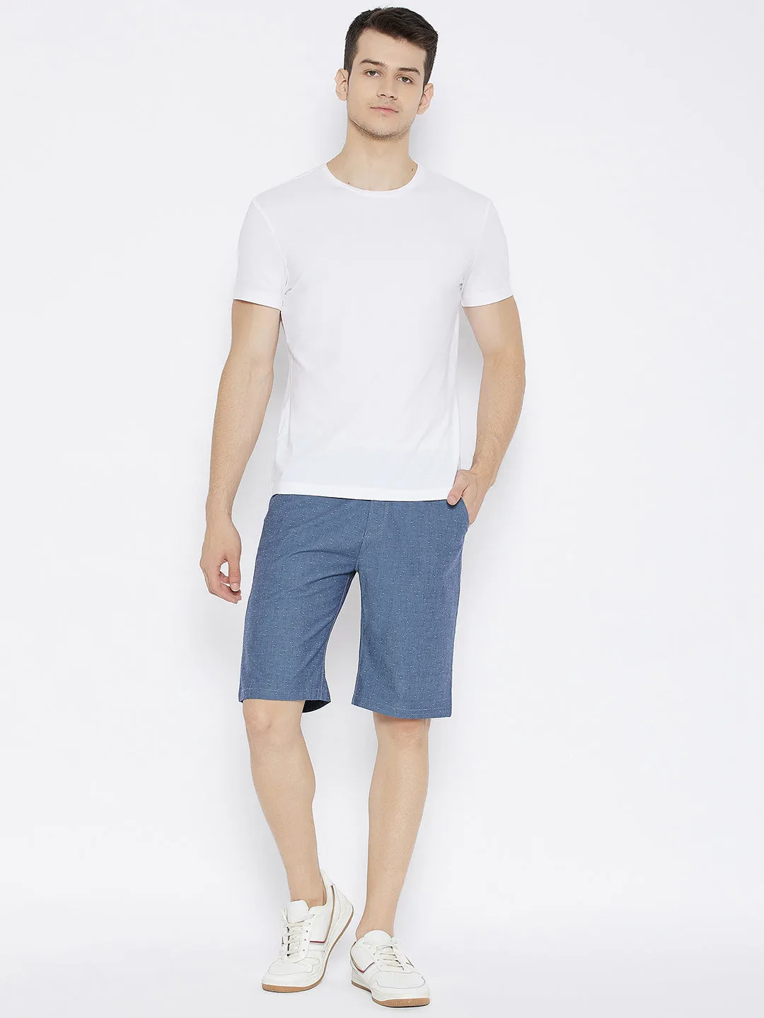 Grey Printed Slim Fit Shorts