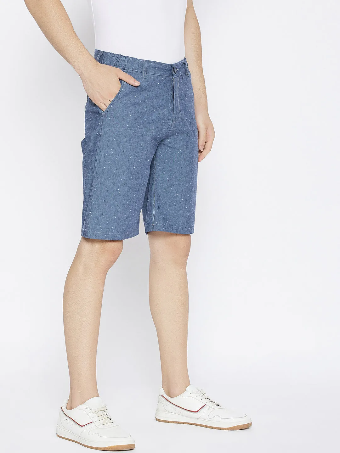 Grey Printed Slim Fit Shorts