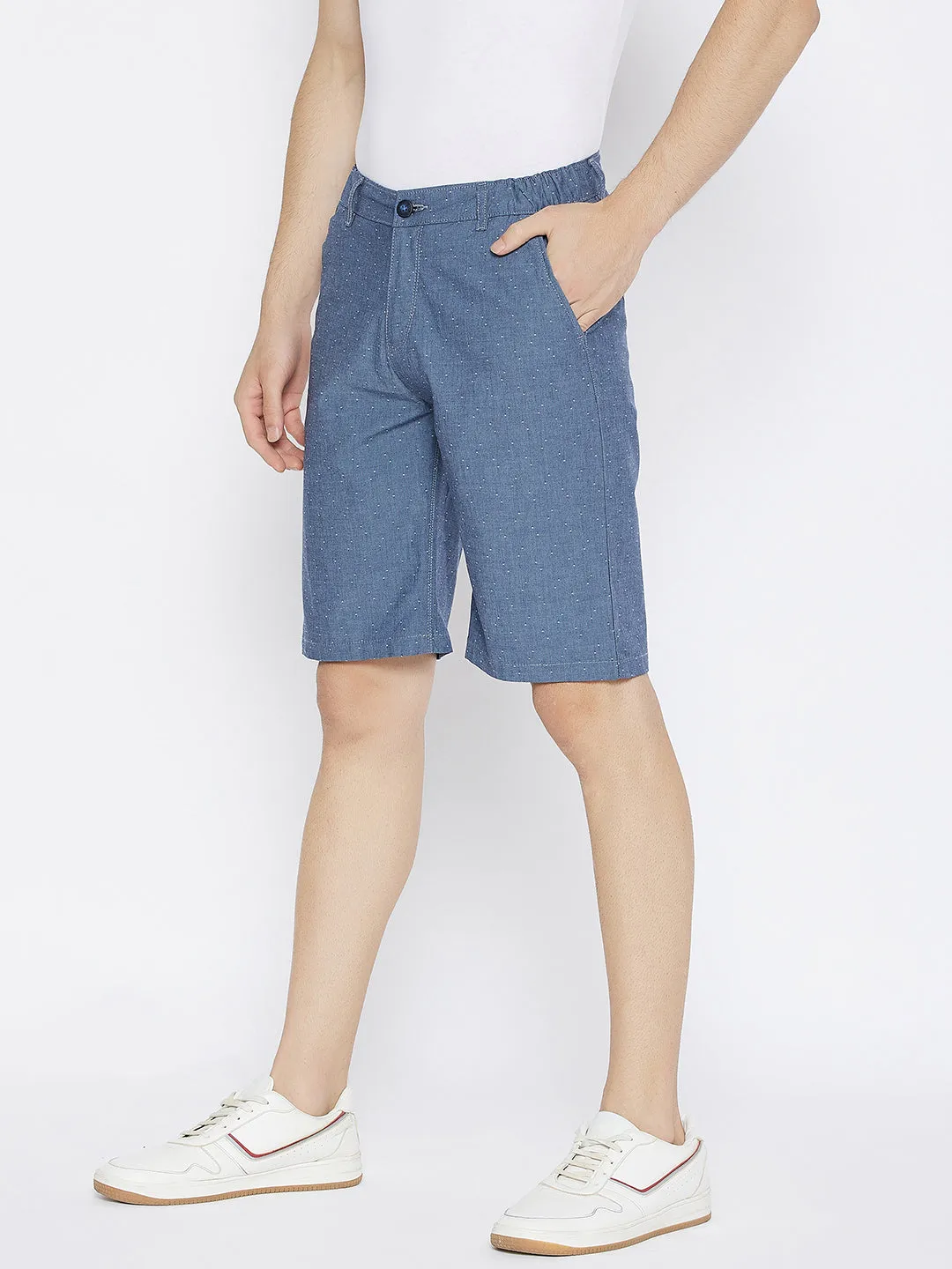 Grey Printed Slim Fit Shorts