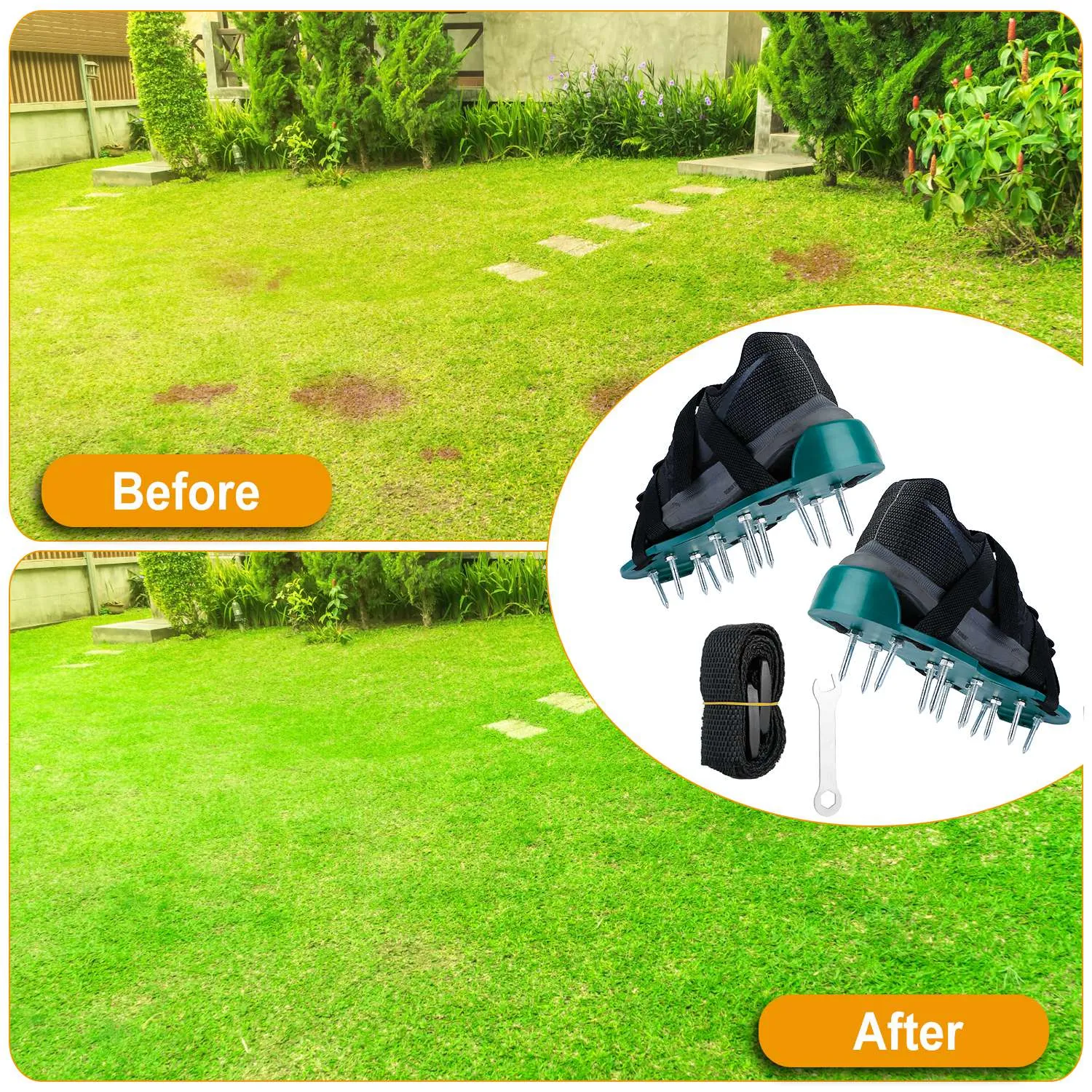 Heavy Duty Lawn Aerator Shoes with Adjustable Straps
