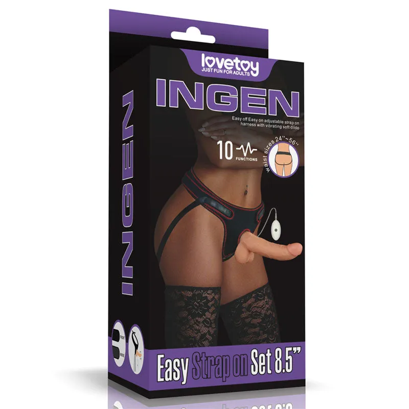 Ingen Easy Vibrating 21cm Curved Dildo with balls Strap-On Set