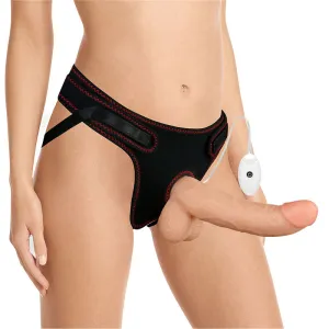 Ingen Easy Vibrating 21cm Curved Dildo with balls Strap-On Set