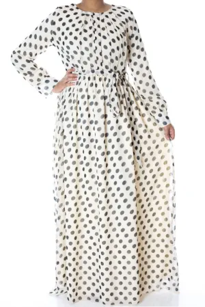 Ivory Polka dot maxi dress