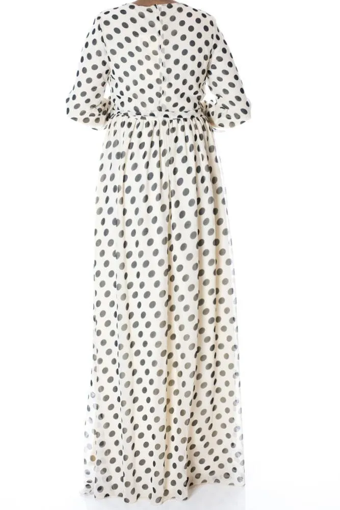 Ivory Polka dot maxi dress