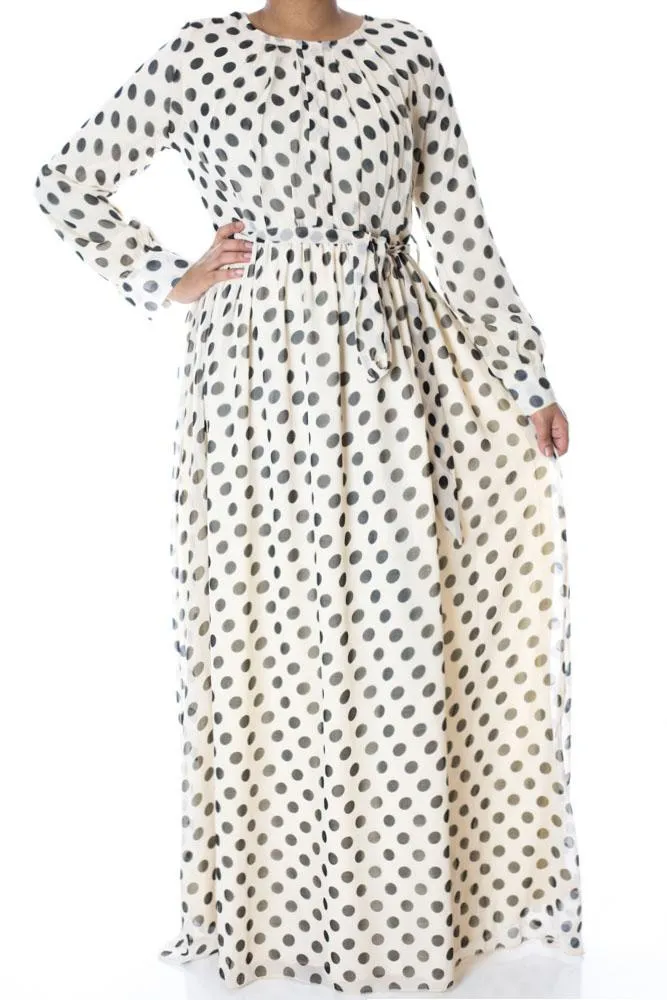 Ivory Polka dot maxi dress