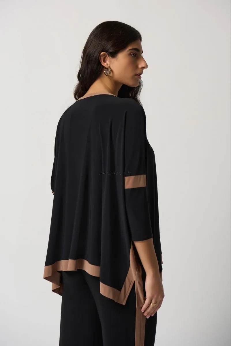 Joseph Ribkoff Black/Nutmeg V-Neck Top #233101