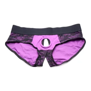 Lace Envy Strap On Harness Panty - Purple L/XL