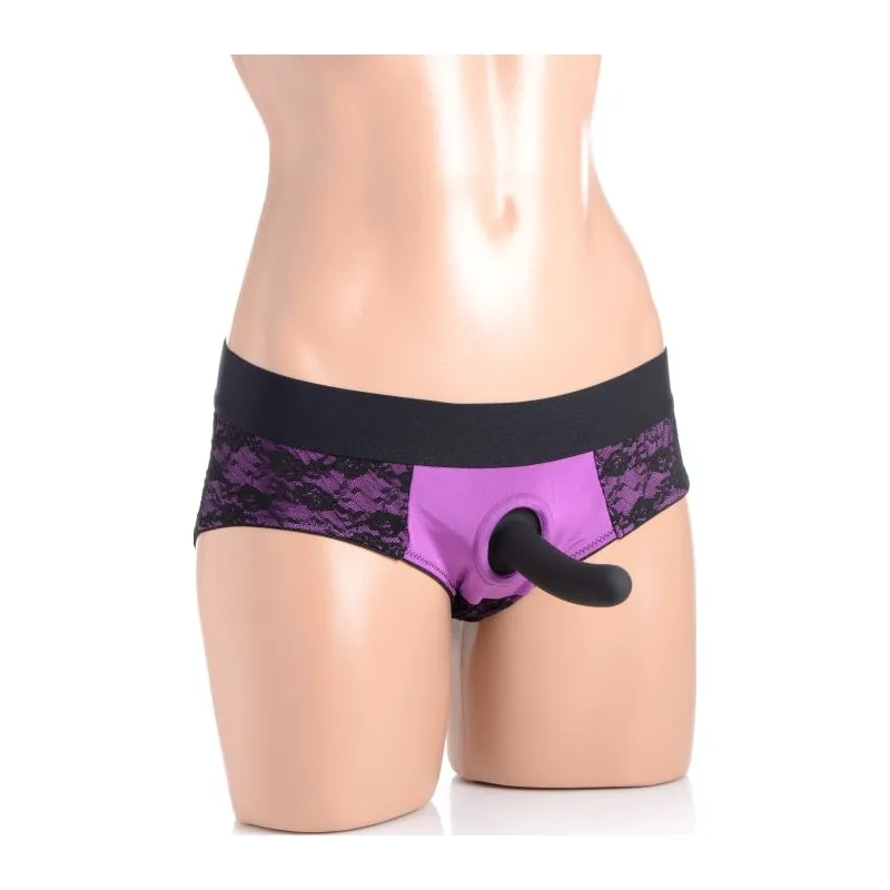 Lace Envy Strap On Harness Panty - Purple L/XL