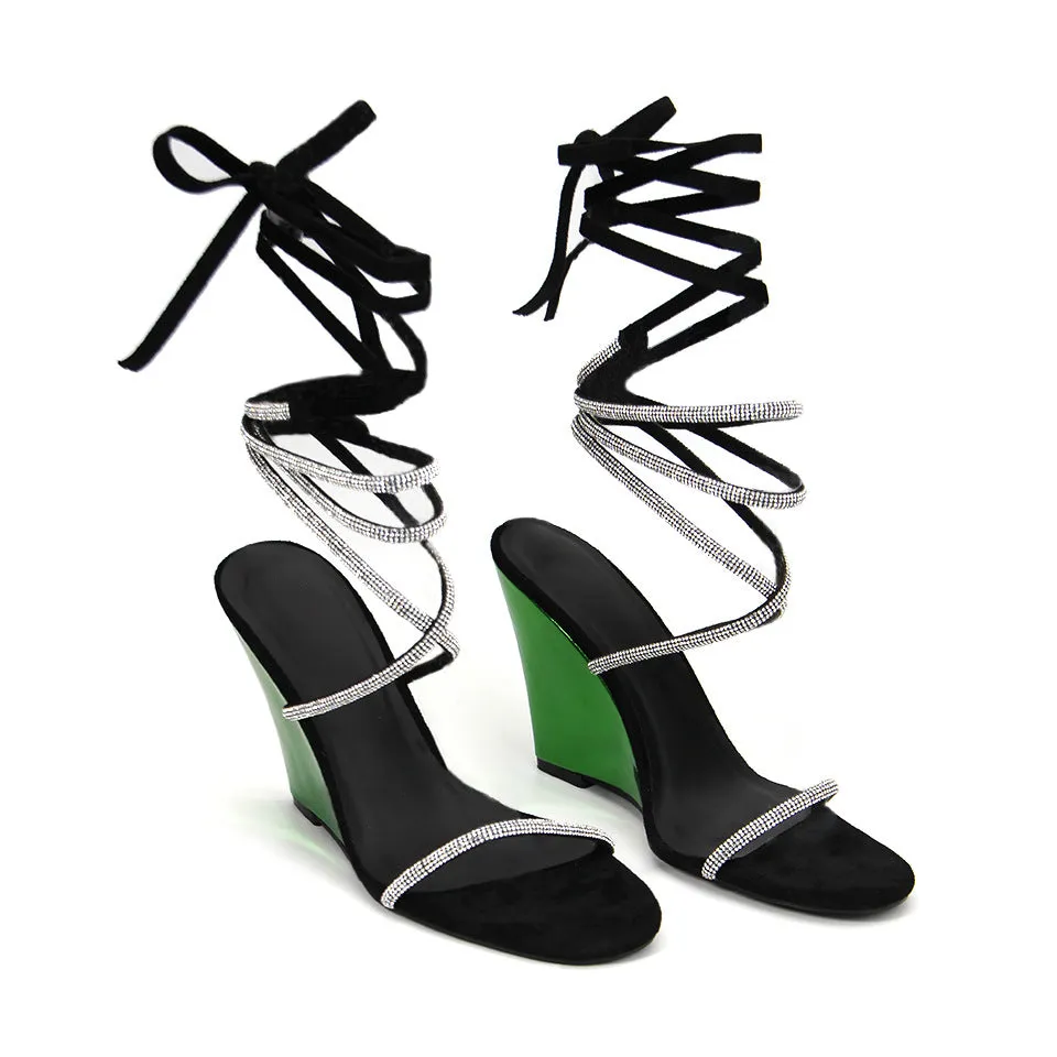 Ladies' Fashion Rhinestone Ankle Strap Stiletto Sandals