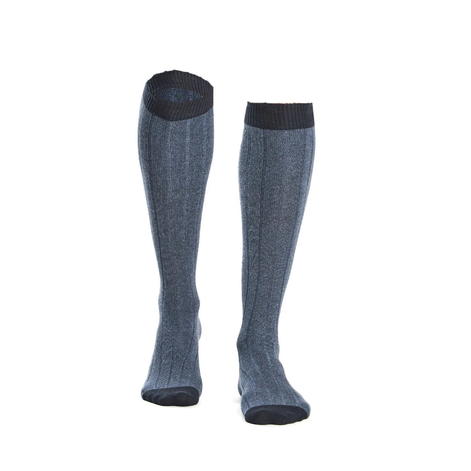 LONG BICOLOR POWDER BLUE COTTON SOCKS