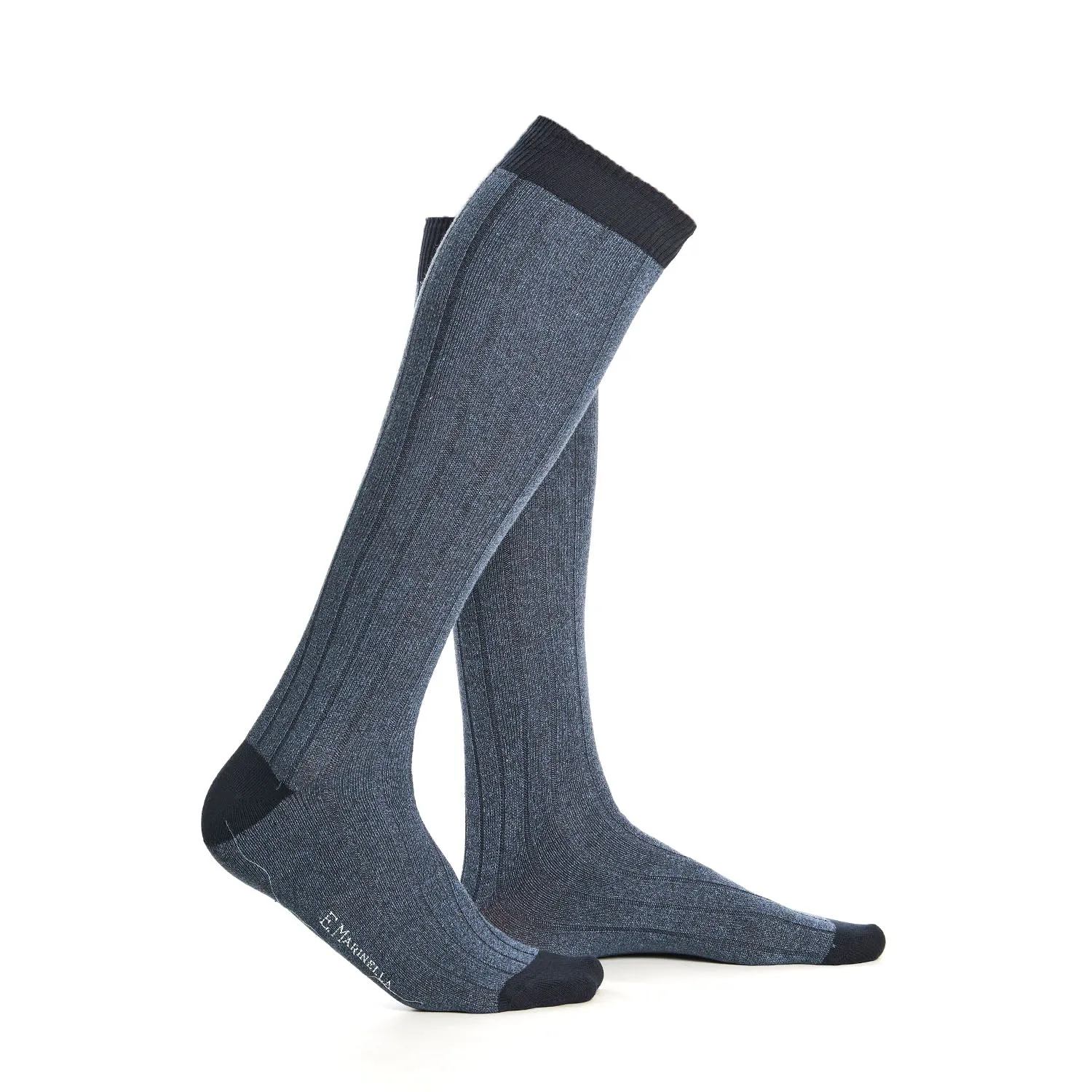 LONG BICOLOR POWDER BLUE COTTON SOCKS