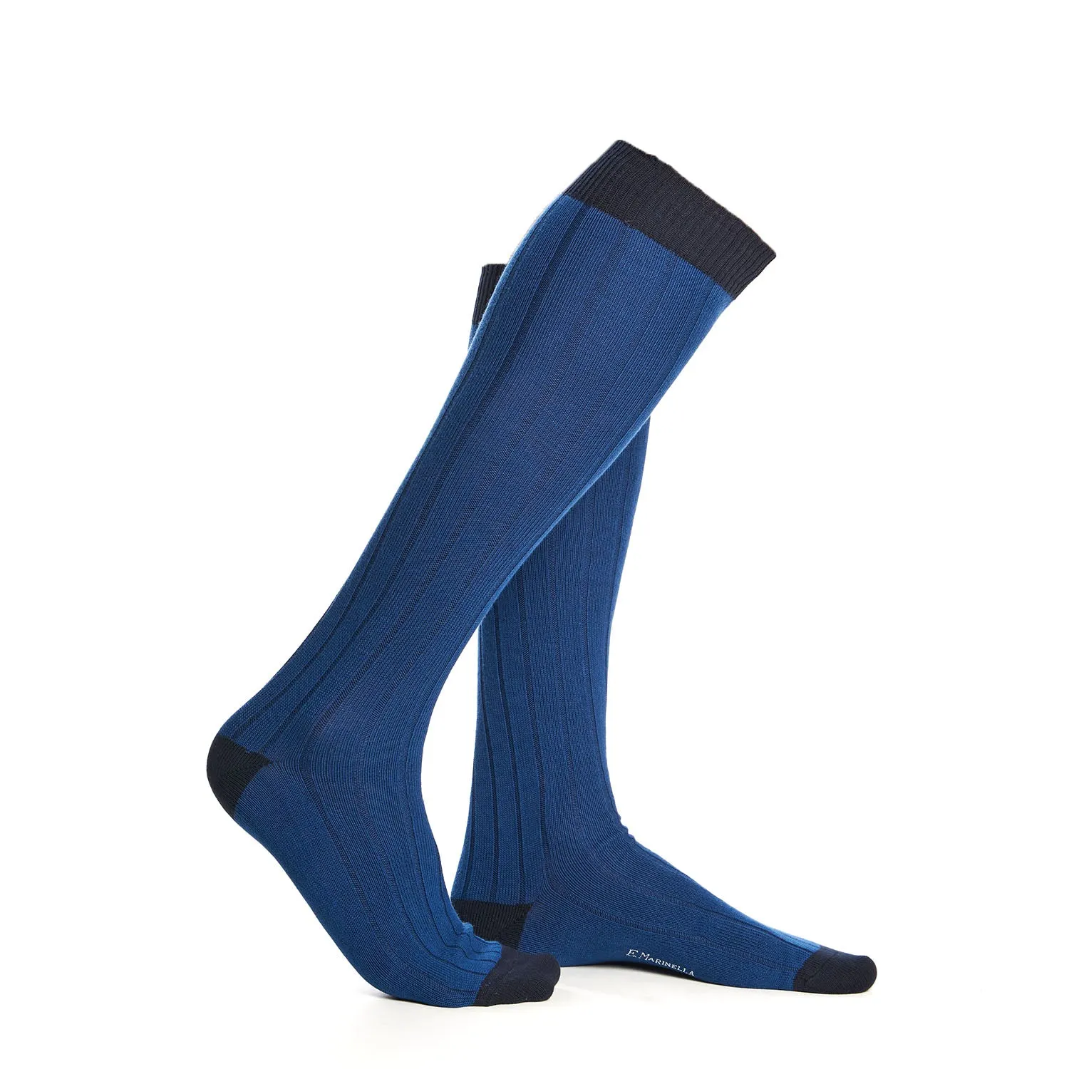 LONG BLUETTE AND BLUE BICOLOR COTTON SOCKS