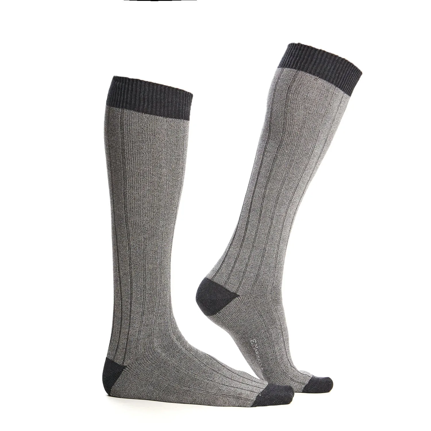 LONG LIGHT AND DARK GREY BICOLOR COTTON SOCKS