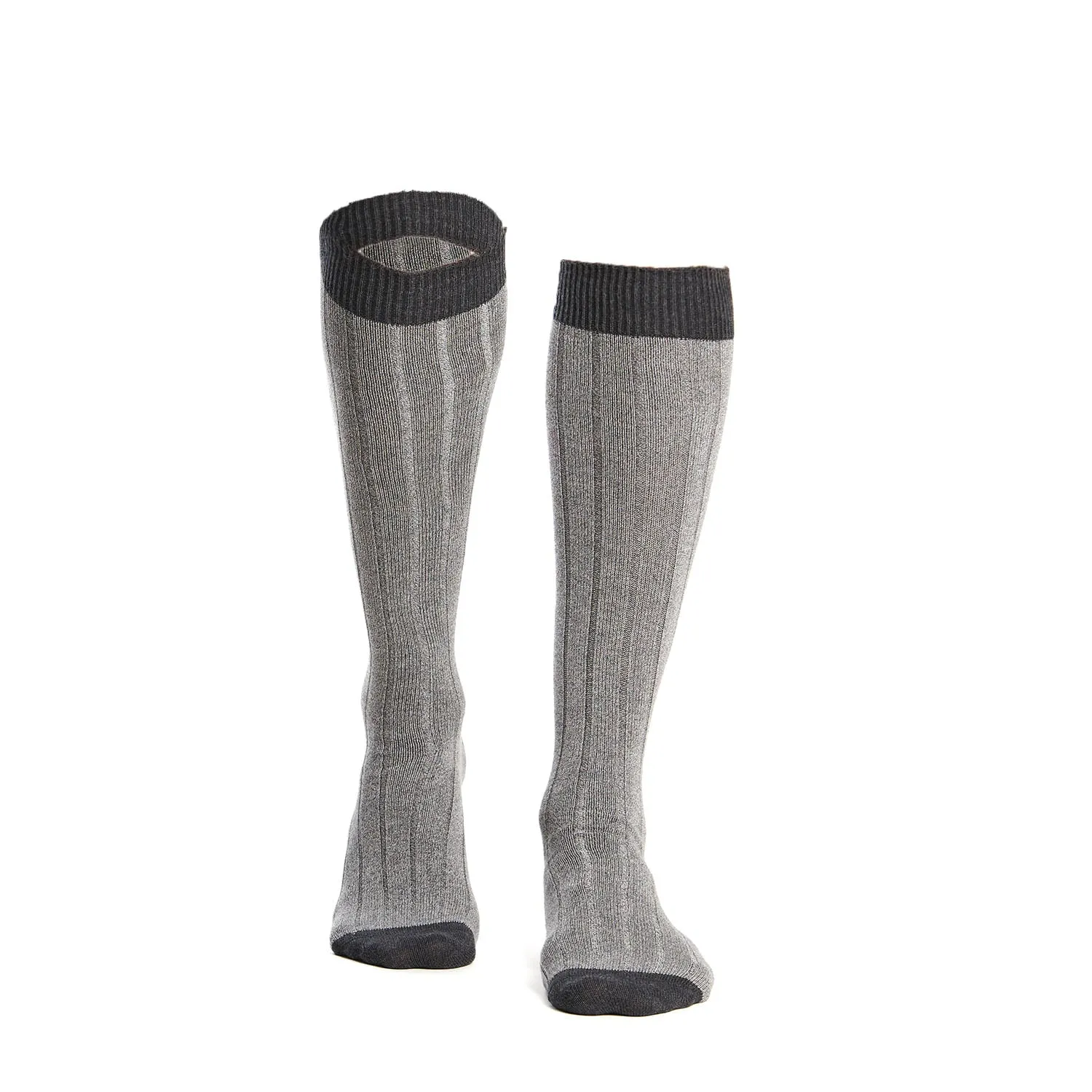 LONG LIGHT AND DARK GREY BICOLOR COTTON SOCKS