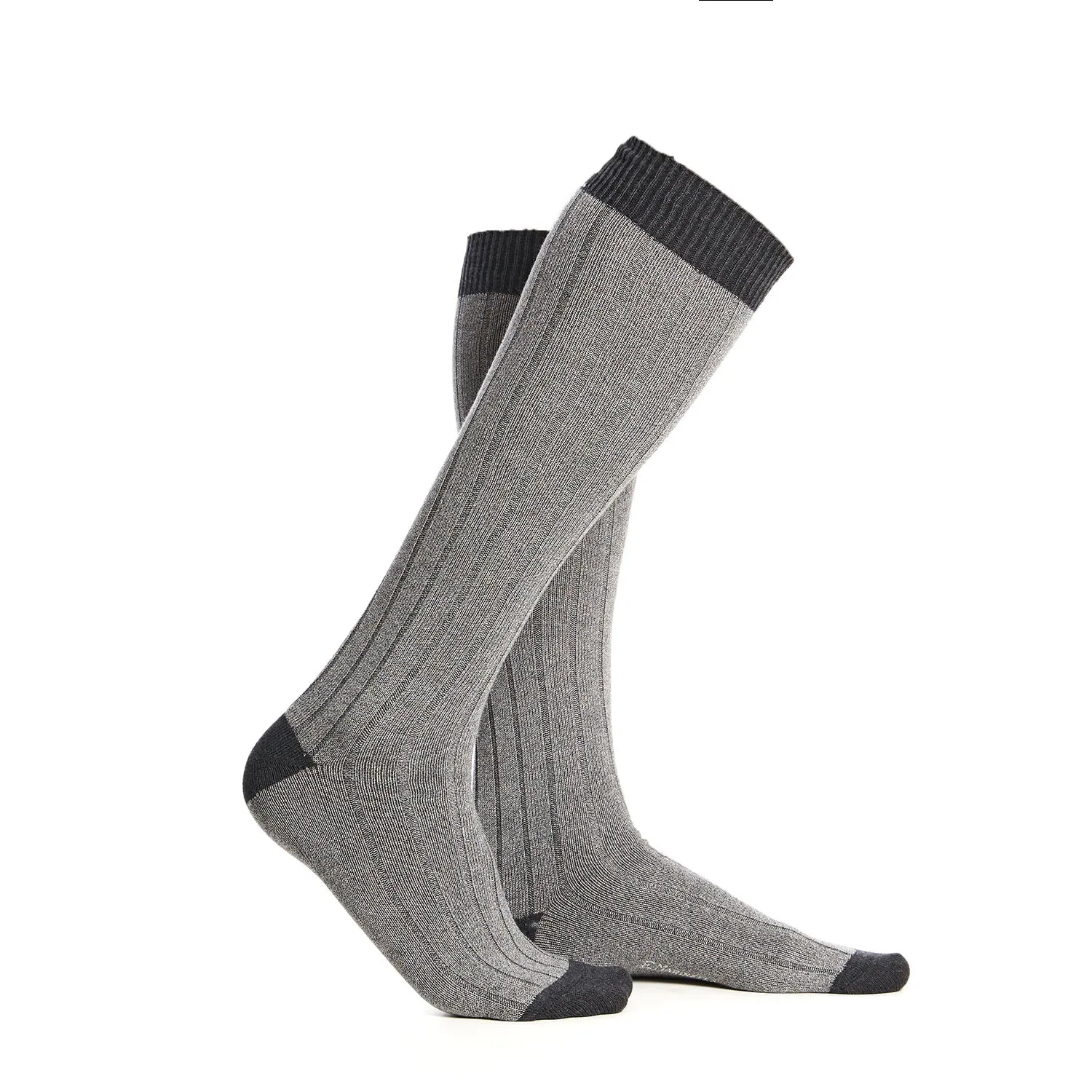 LONG LIGHT AND DARK GREY BICOLOR COTTON SOCKS