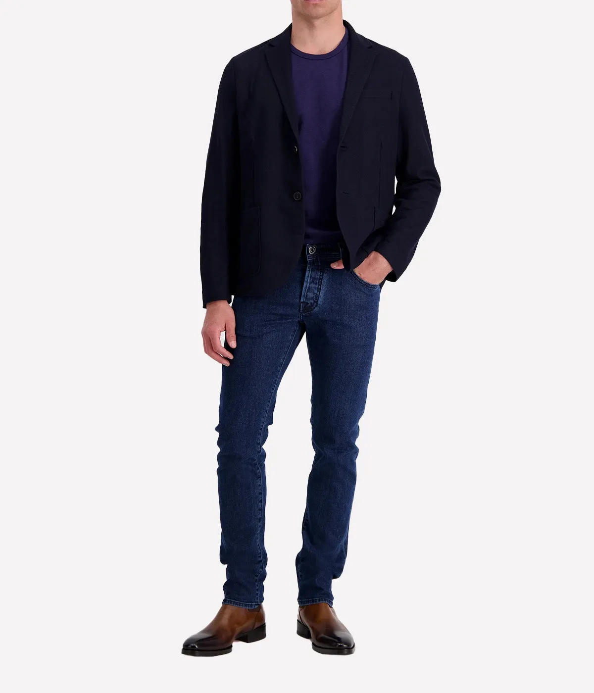 Loro Piana Honeycomb Blazer in Navy Blue