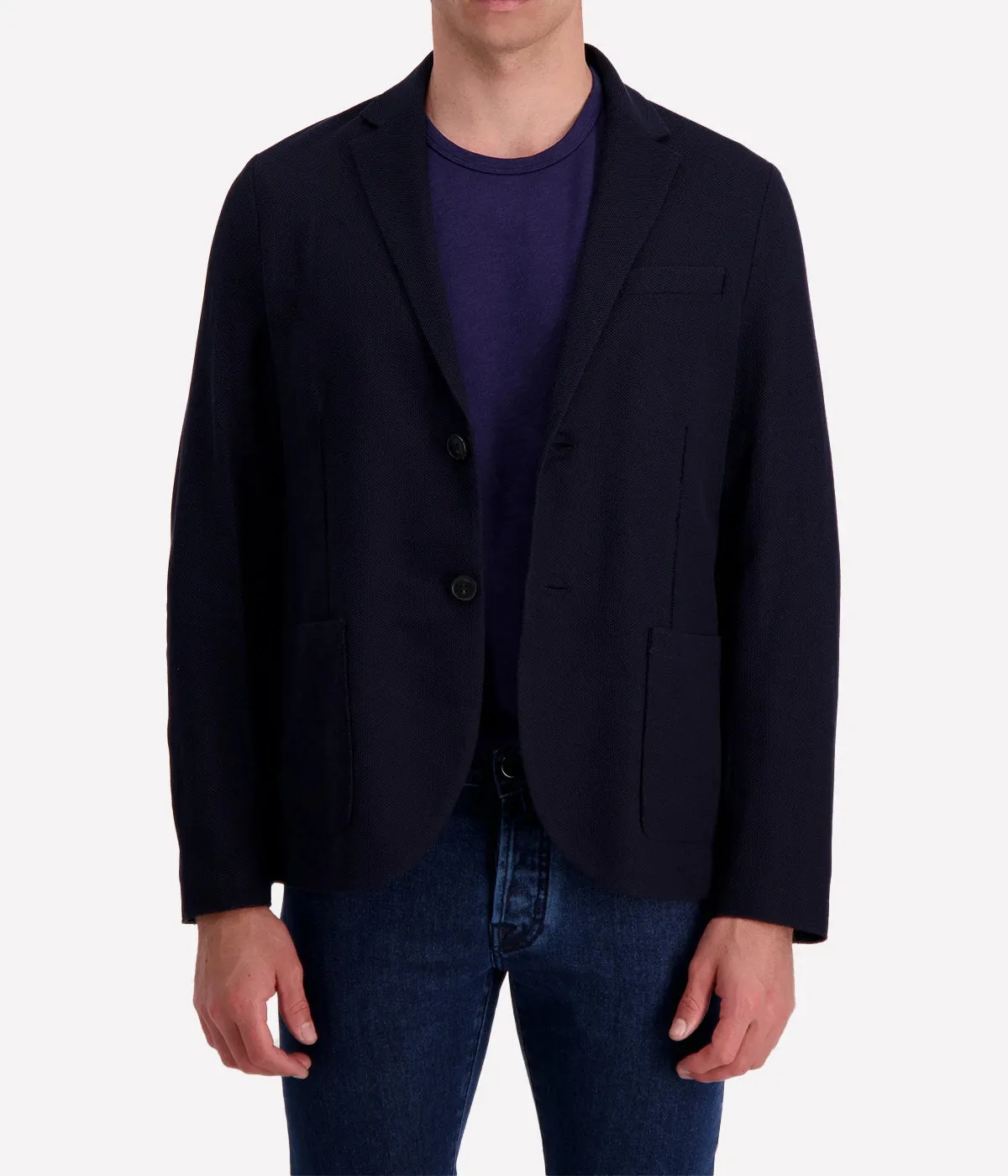 Loro Piana Honeycomb Blazer in Navy Blue