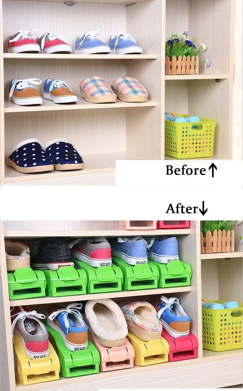 Lovne 18 Pairs Adjustable Double Shoe Rack Organizer, Shoe Slots Space Saver, Free Standing Shoe Rack for Closet, Shoes Holder for Boot/High Heels/Sneaker/Sandals/Slipper-Multicolor