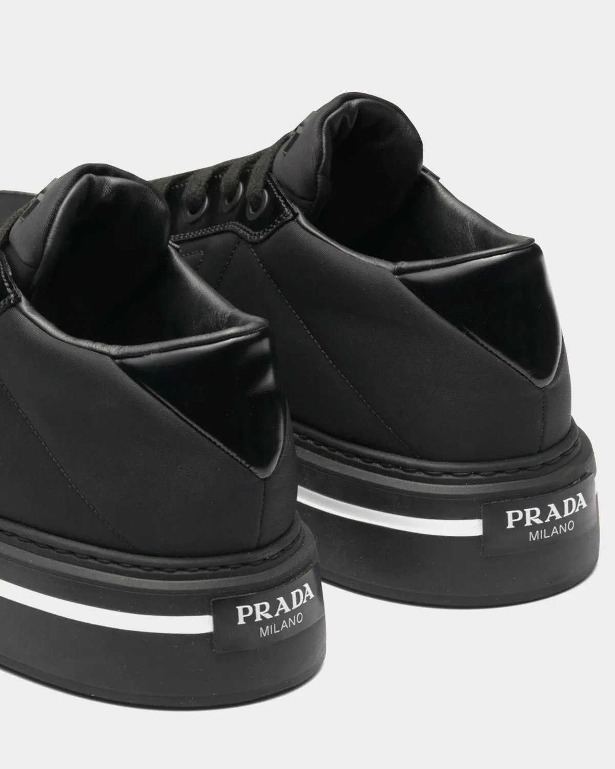 Macro Re-Nylon & Brushed Leather Black Low Top Sneakers
