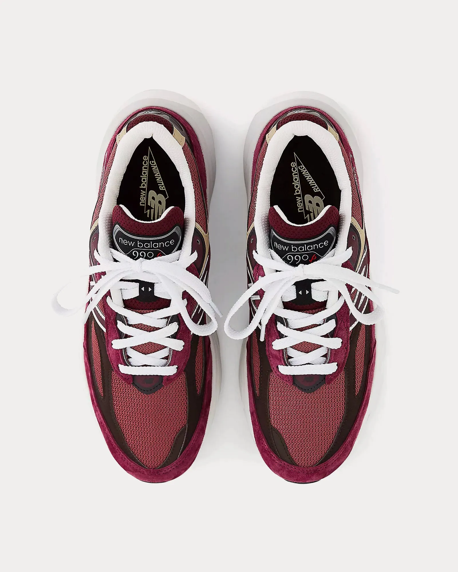 Made in USA 990v6 Burgundy / Tan Low Top Sneakers