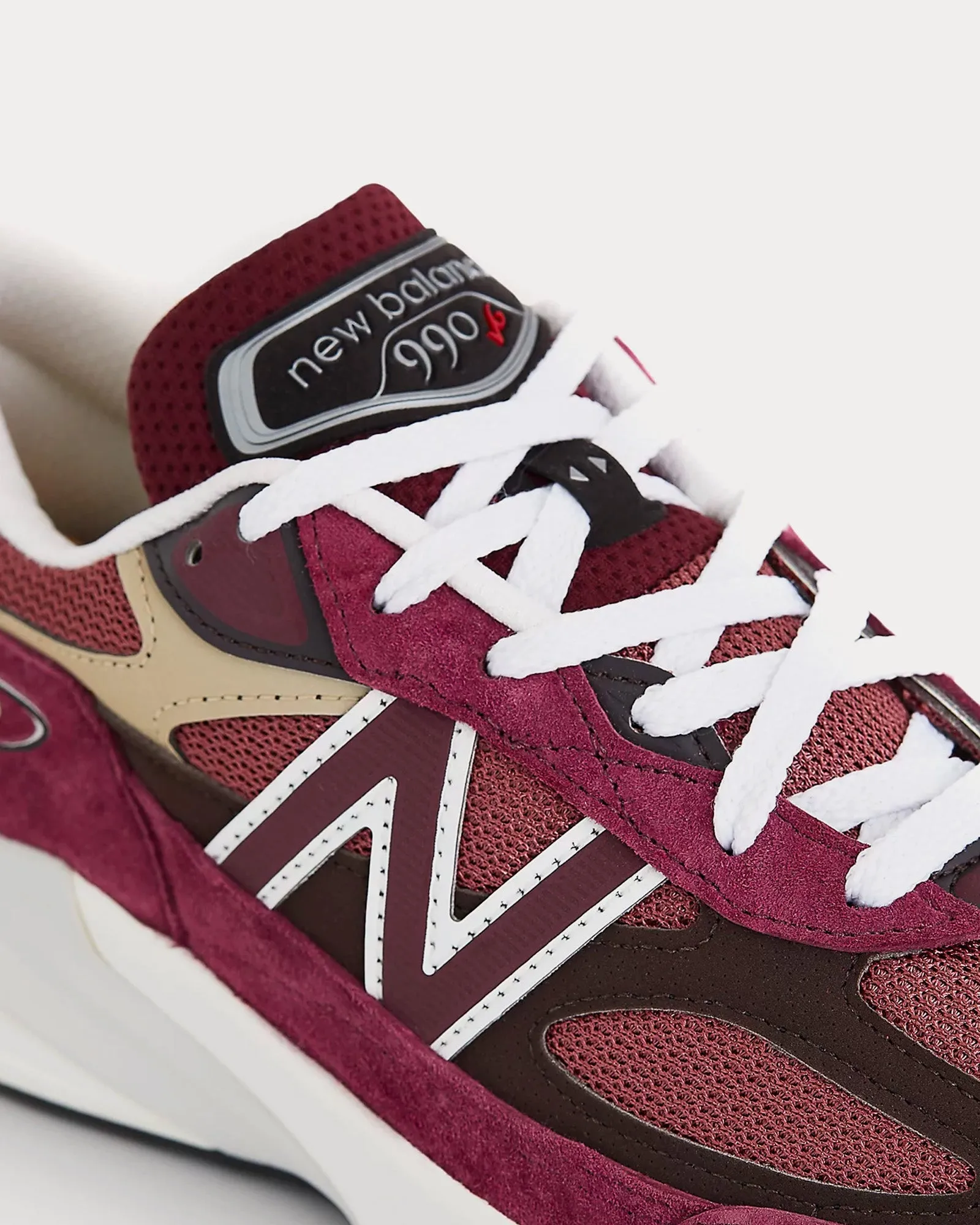 Made in USA 990v6 Burgundy / Tan Low Top Sneakers