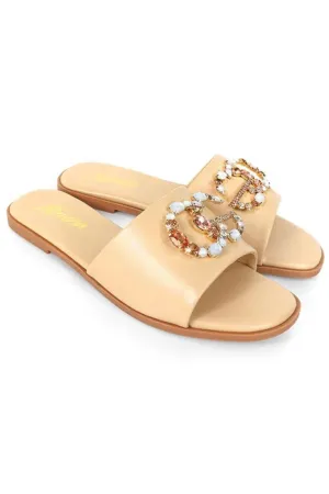 Mandy Elegant Jewel Slide Sandals