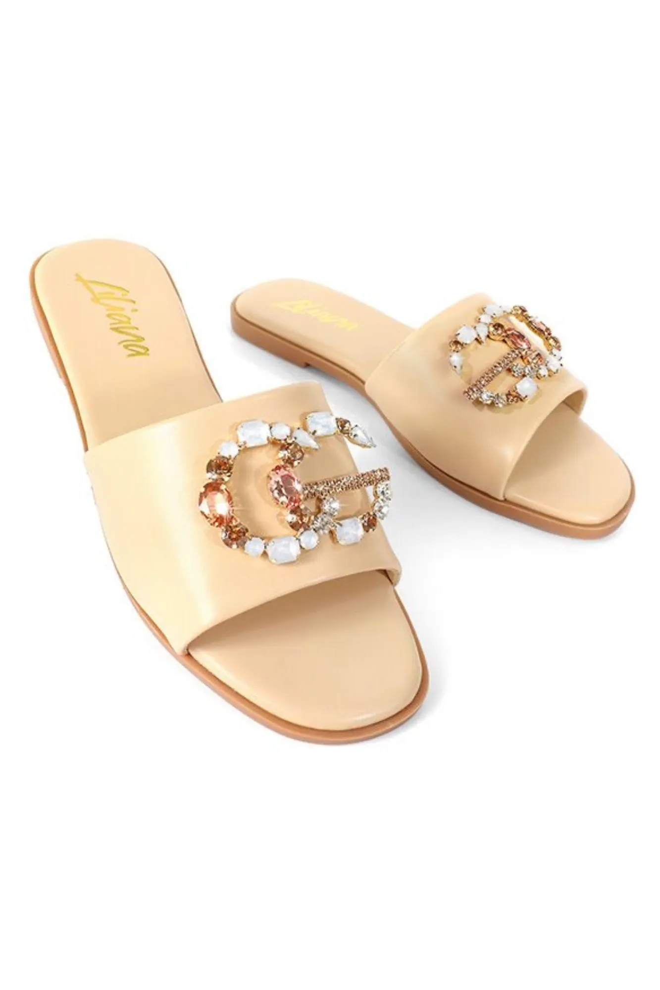 Mandy Elegant Jewel Slide Sandals