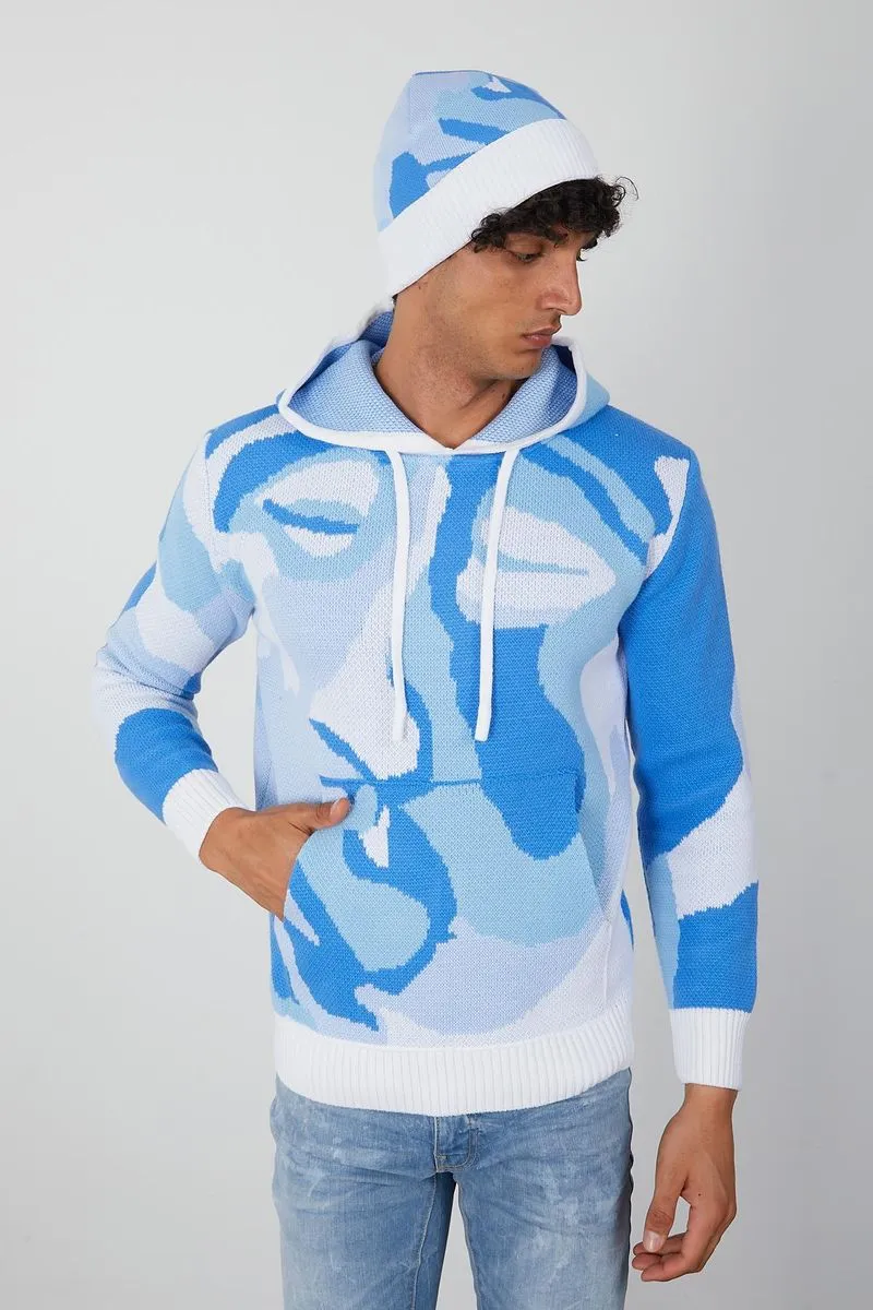 Men's Bold Eye Pullover Hoodie (Azure)