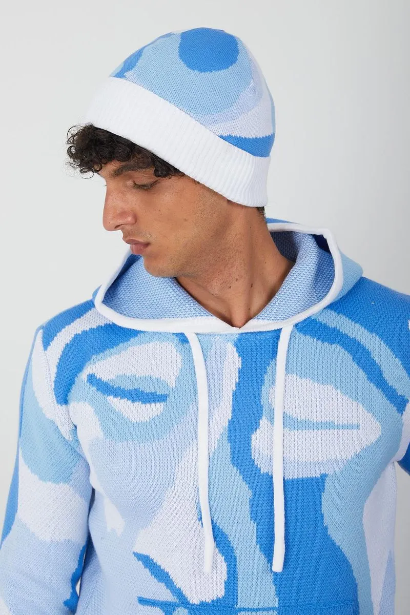 Men's Bold Eye Pullover Hoodie (Azure)