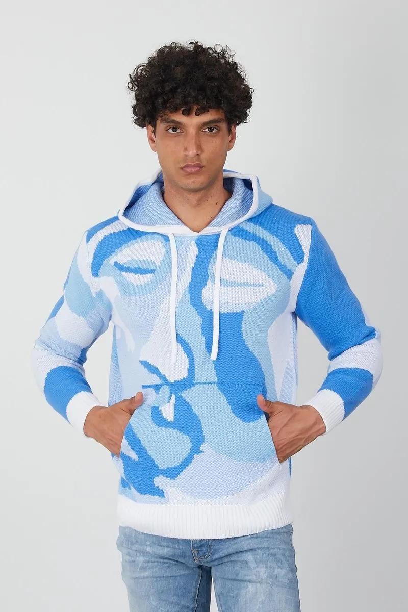 Men's Bold Eye Pullover Hoodie (Azure)