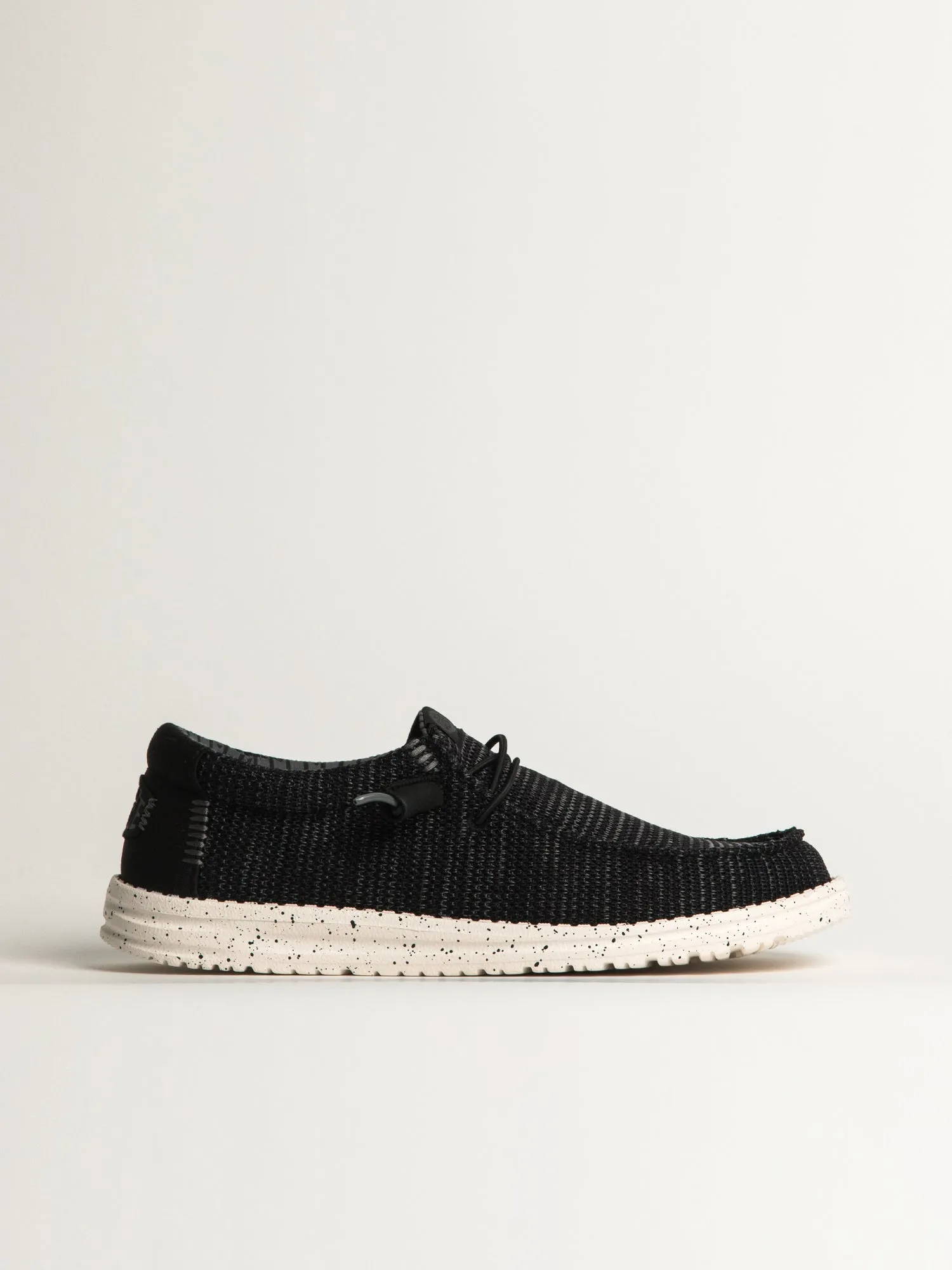 MENS HEY DUDE WALLY STRETCH SOX SLIP-ON - BLACK/WHITE