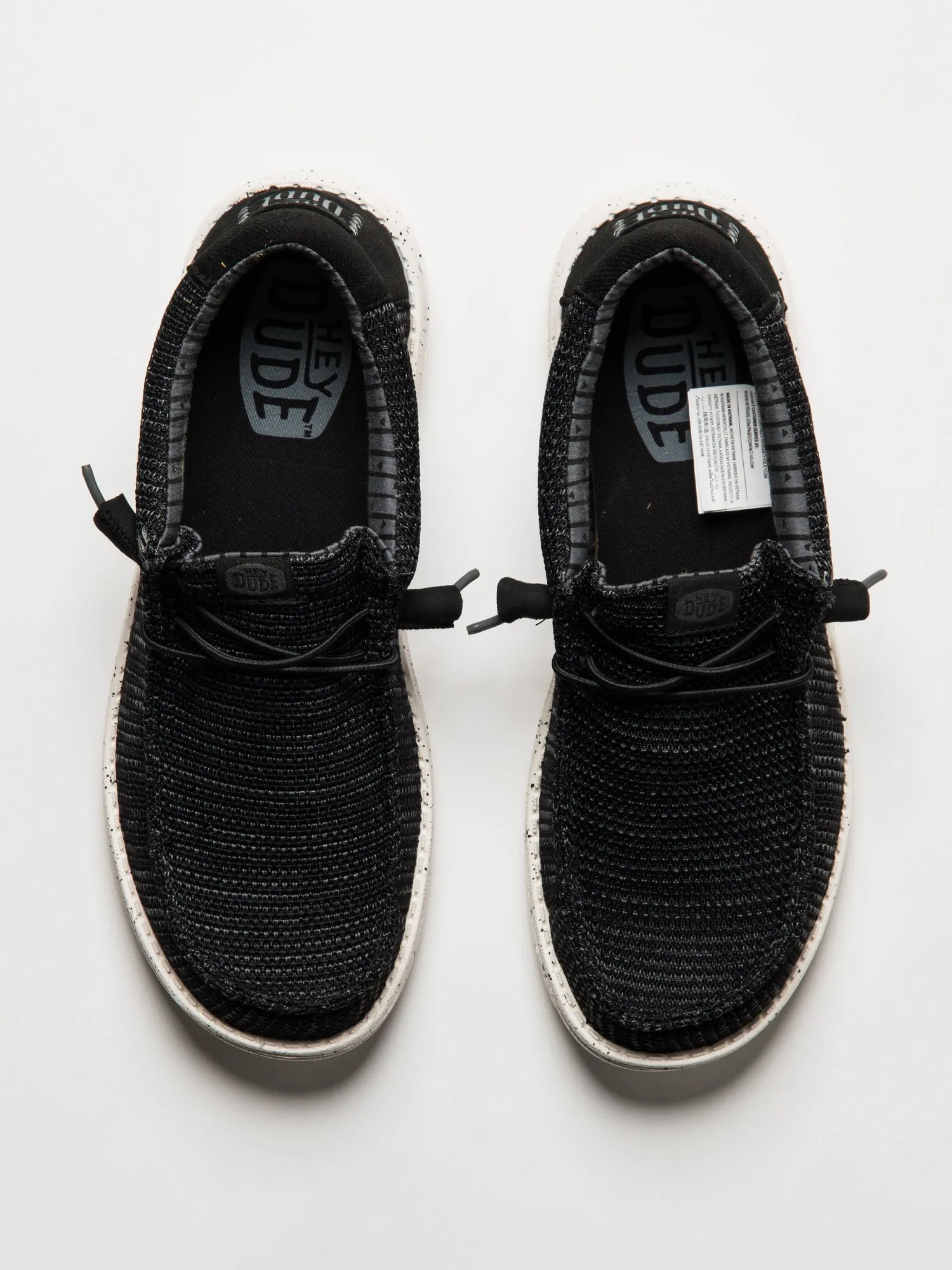 MENS HEY DUDE WALLY STRETCH SOX SLIP-ON - BLACK/WHITE