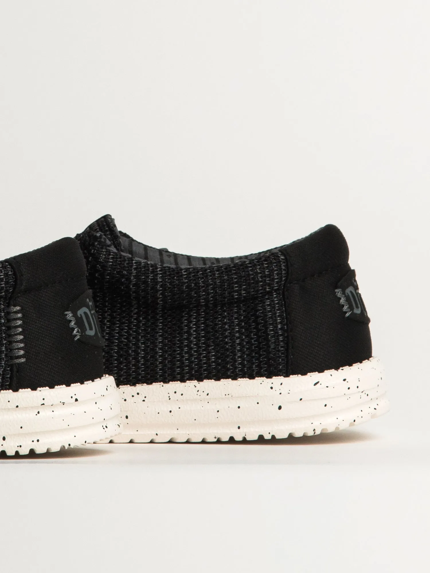 MENS HEY DUDE WALLY STRETCH SOX SLIP-ON - BLACK/WHITE