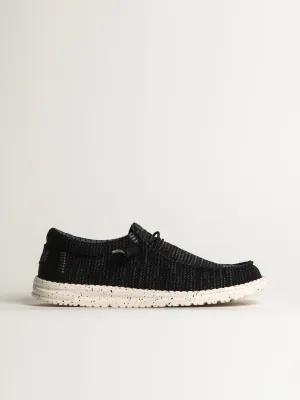MENS HEY DUDE WALLY STRETCH SOX SLIP-ON - BLACK/WHITE