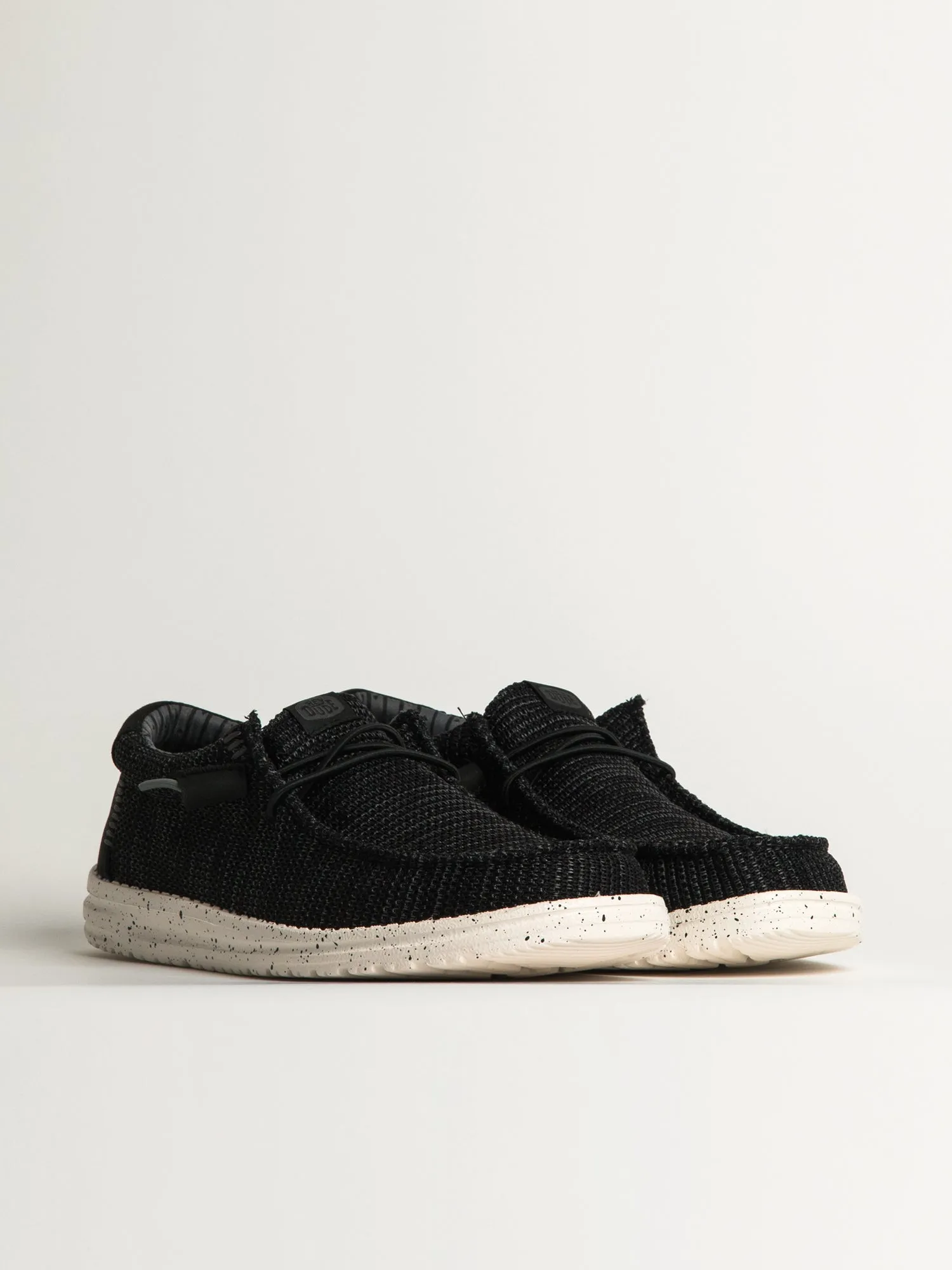 MENS HEY DUDE WALLY STRETCH SOX SLIP-ON - BLACK/WHITE
