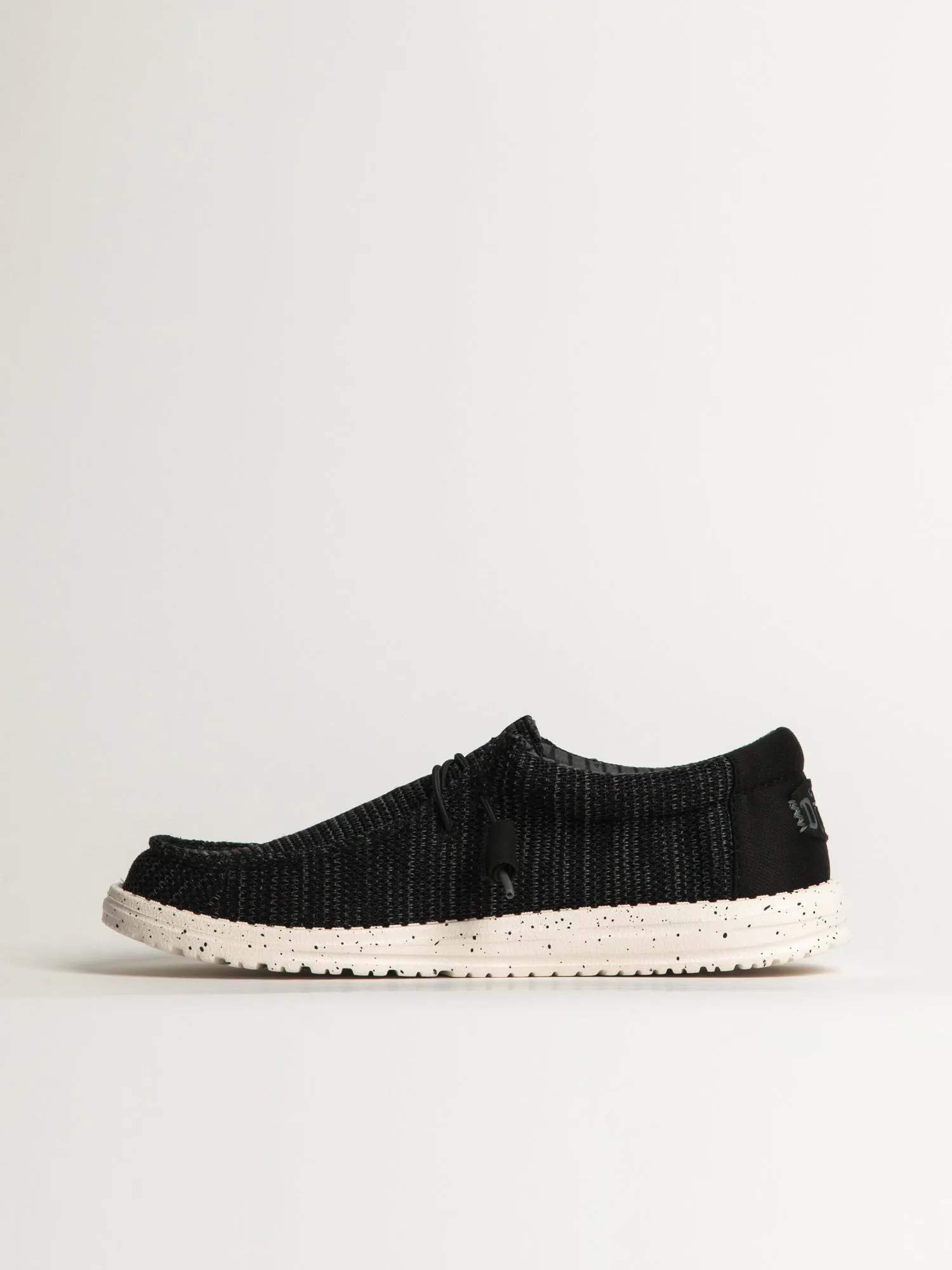 MENS HEY DUDE WALLY STRETCH SOX SLIP-ON - BLACK/WHITE