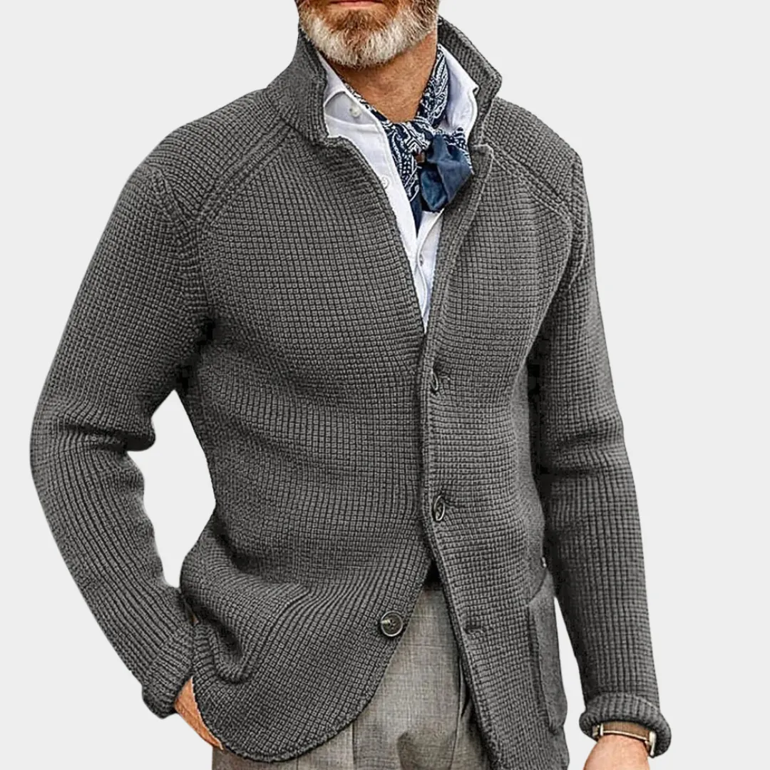 Mens Knitted Cardigan  Button-Up Warm Sweater with Pocket Detail  Soft Knit Fabric  Relaxed Fit  Multiple Colours