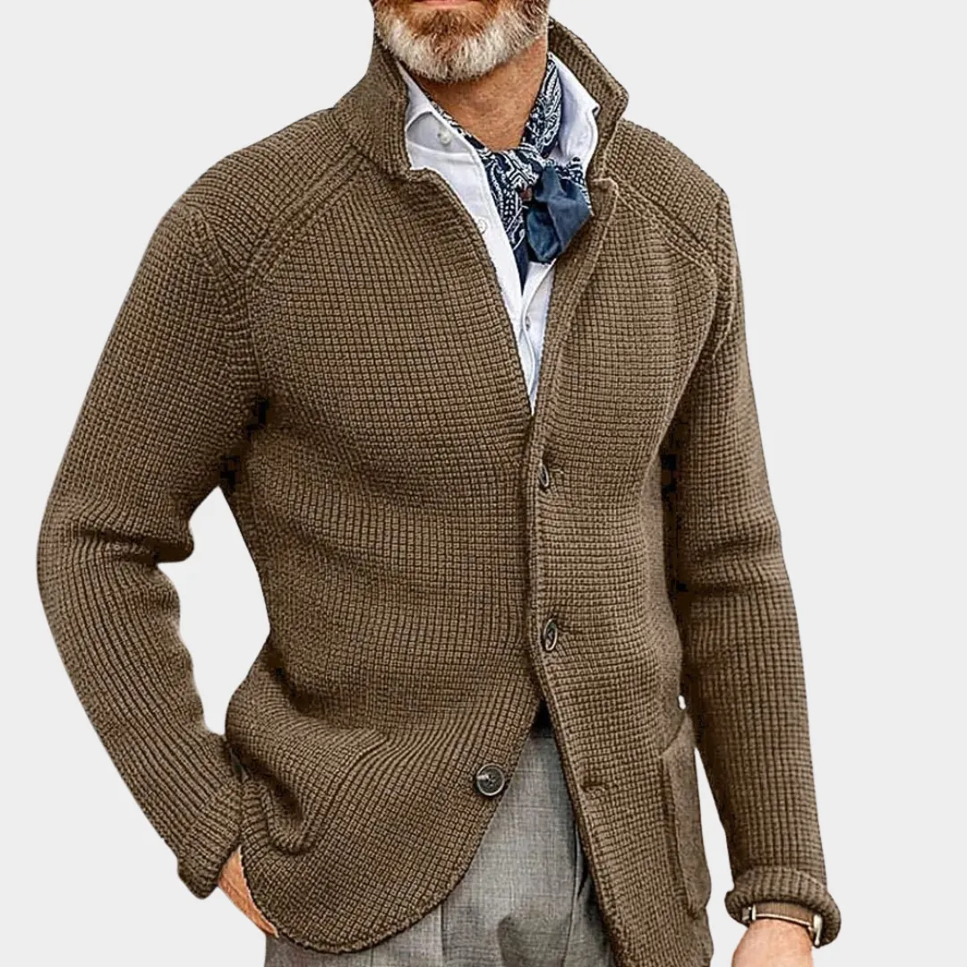 Mens Knitted Cardigan  Button-Up Warm Sweater with Pocket Detail  Soft Knit Fabric  Relaxed Fit  Multiple Colours