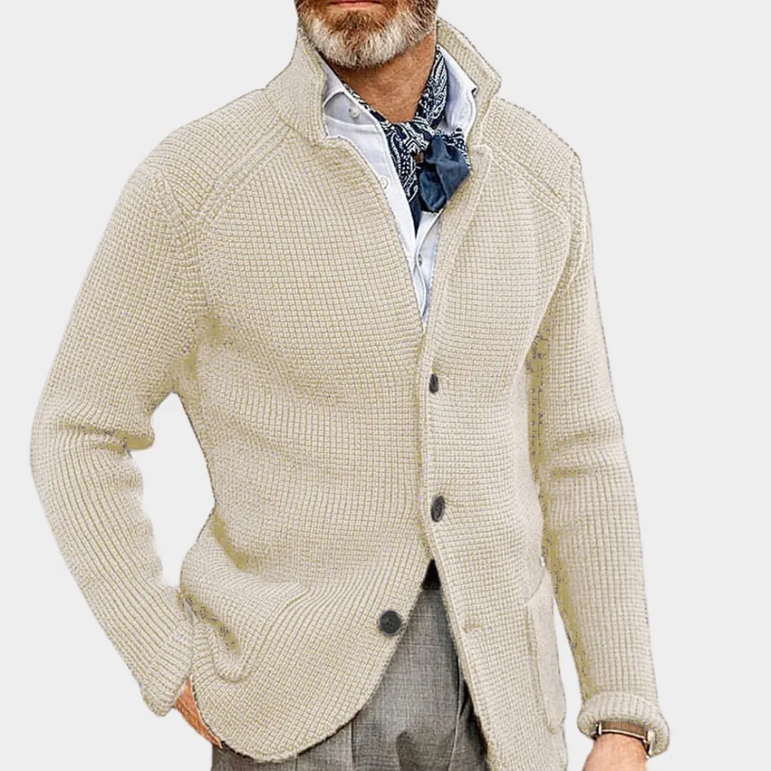 Mens Knitted Cardigan  Button-Up Warm Sweater with Pocket Detail  Soft Knit Fabric  Relaxed Fit  Multiple Colours