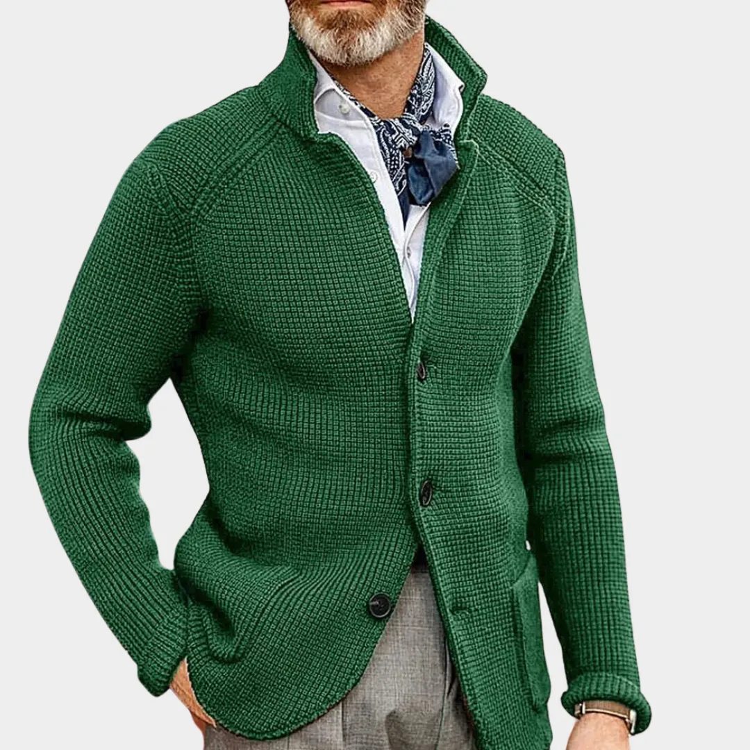 Mens Knitted Cardigan  Button-Up Warm Sweater with Pocket Detail  Soft Knit Fabric  Relaxed Fit  Multiple Colours