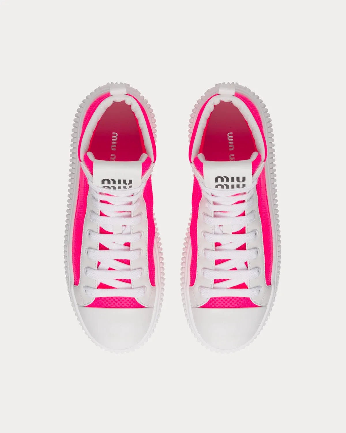Mesh Flatform Fluo Pink High Top Sneakers