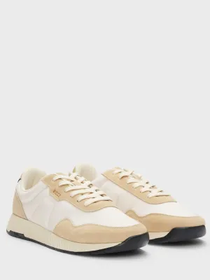 MIXED-MATERIAL TRAINERS Beige