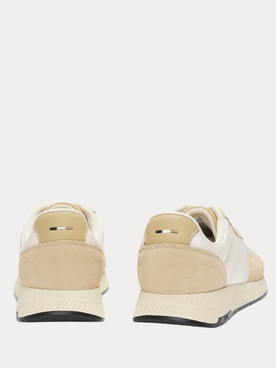 MIXED-MATERIAL TRAINERS Beige